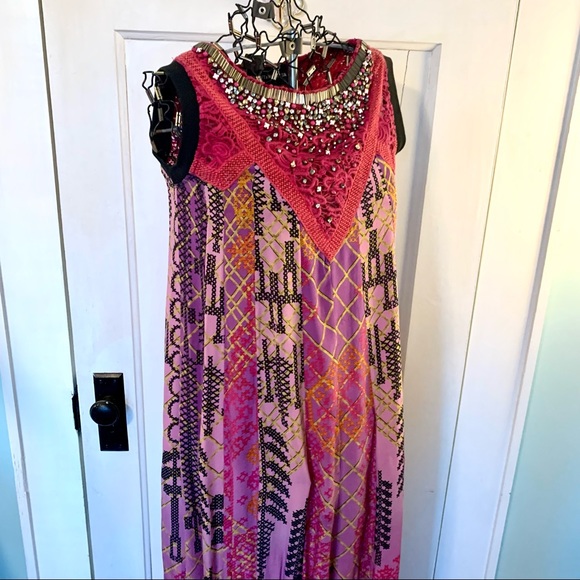 Hemant & Nandita RARE beaded silk maxi dress - Picture 7 of 7